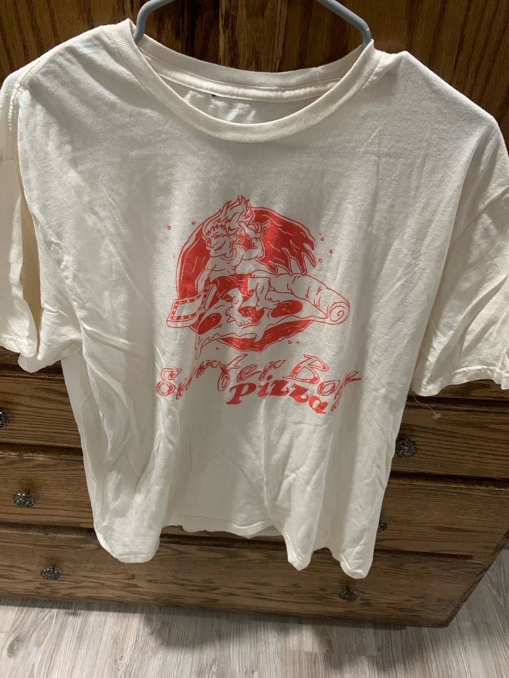 Netflix White T‑Shirt with Red Surfing Pizza Graphic
